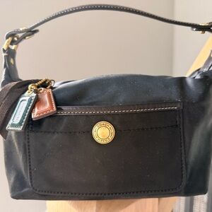 Coach Vintage Black Satin Mini Bag/Pouch with Gold Accents